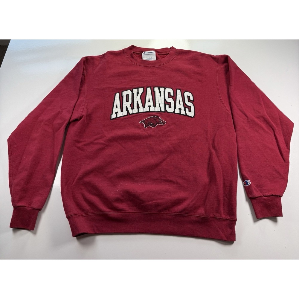 Champion Arkansas Razorbacks Sweater Large‎ Red NCAA Pullover Crewneck